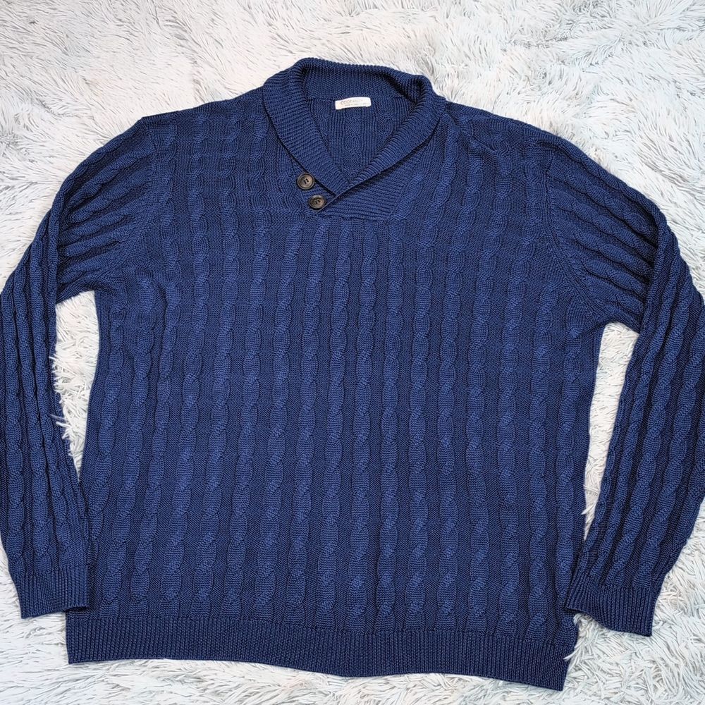 Coofandy Sweater Mens XXL Blue Cozy‎ Comfy V Neck Preppy Career Casual